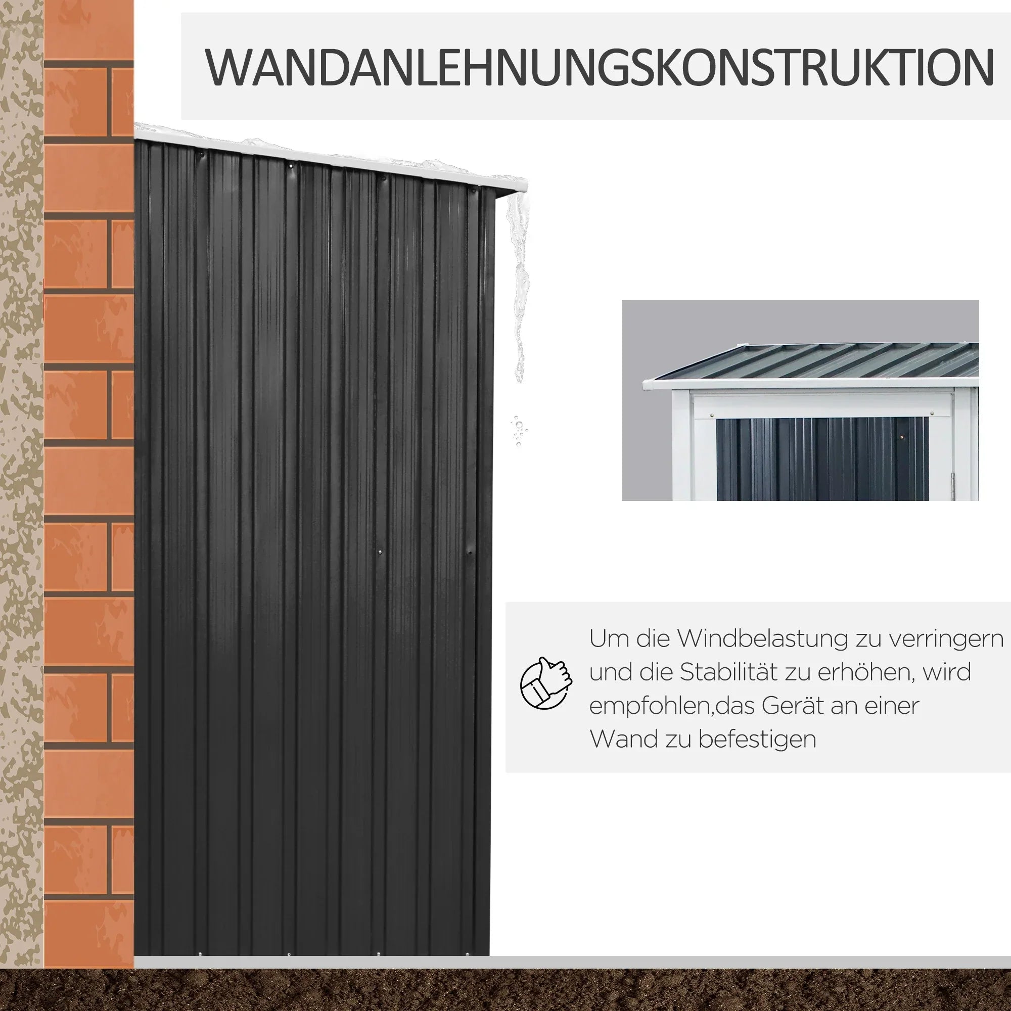 Outsunny Gerätehaus 142×84×189 cm Stahl Dunkelgrau