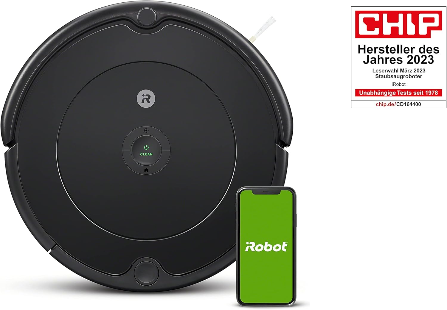 iRobot Roomba Combo Essential Saug- und Wischroboter (Y0112), leistungsstarkes Saugen und Wischen, 4-Stufen-Reinigungssystem, 3 Saugstufen, Spot-Cleaning, steuerbar über App, Tasten oder Sprache, Wei