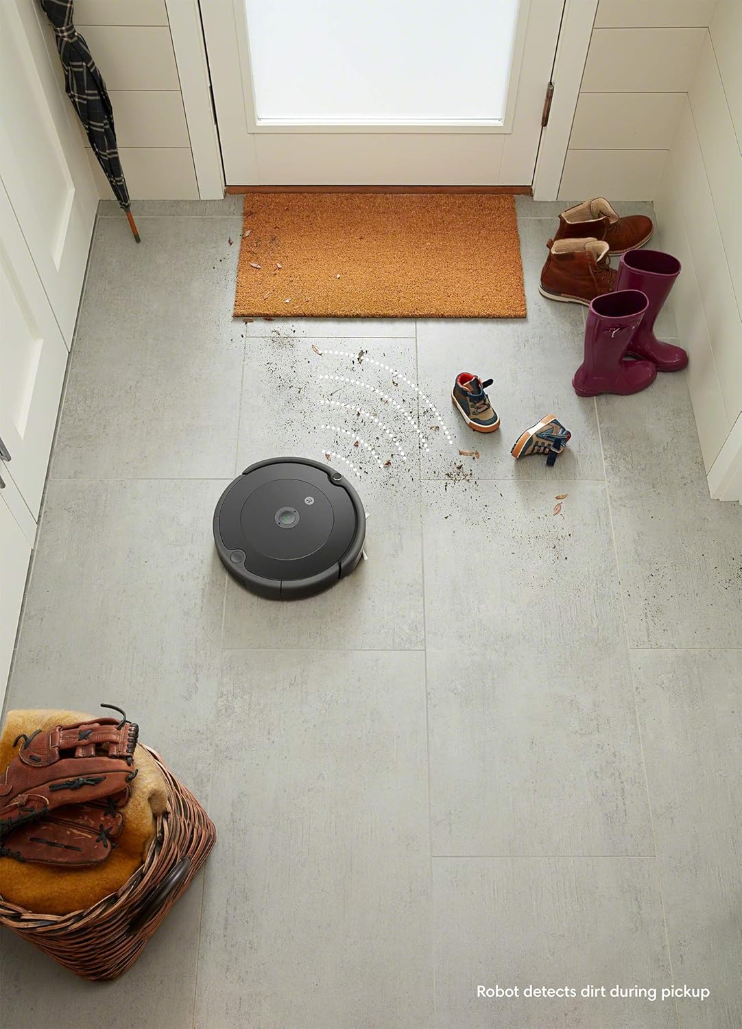 iRobot Roomba Combo Essential Saug- und Wischroboter (Y0112), leistungsstarkes Saugen und Wischen, 4-Stufen-Reinigungssystem, 3 Saugstufen, Spot-Cleaning, steuerbar über App, Tasten oder Sprache, Wei
