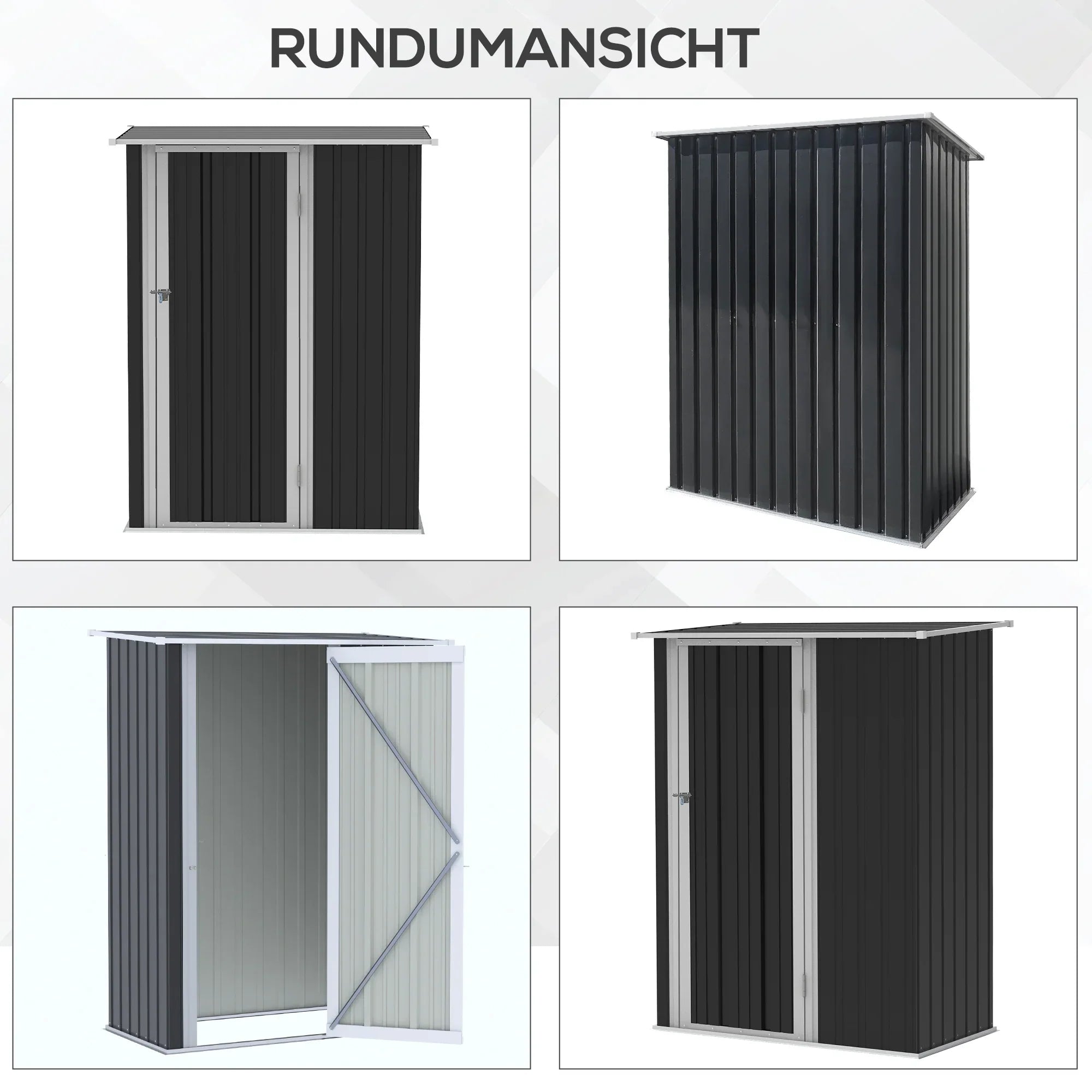Outsunny Gerätehaus 142×84×189 cm Stahl Dunkelgrau