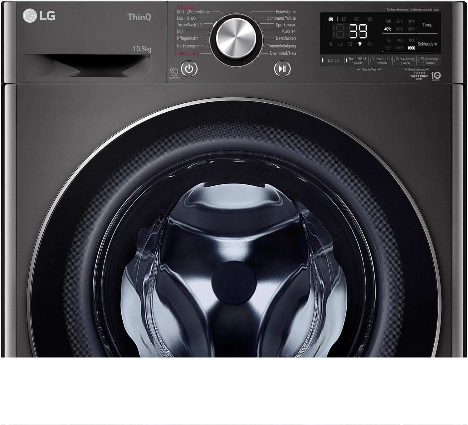 LG F4WV7080, Klasse A, Frontlader-Waschmaschine 8 kg, 1400 U/Min, AI Direct Drive, Wi-Fi, Tiefenreinigung mit Dampf, Groe Kapazitt, TRIPLE A, Außentür aus Sicherheitsglas, 62 x 60 x 85 cm Wei