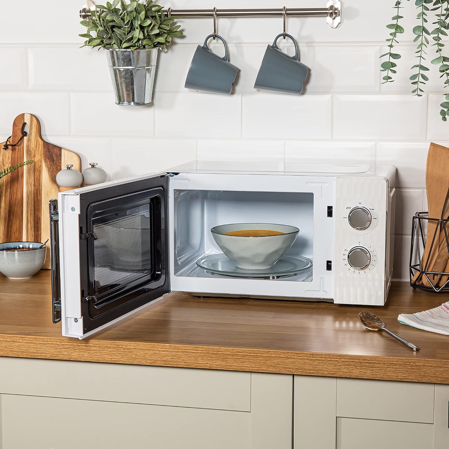 Russell Hobbs Honeycomb RHMM715G 17 Liter 700 W Grau Solo manuelle Mikrowelle mit 5 Leistungsstufen, integrierter Timer und Auftaufunktion