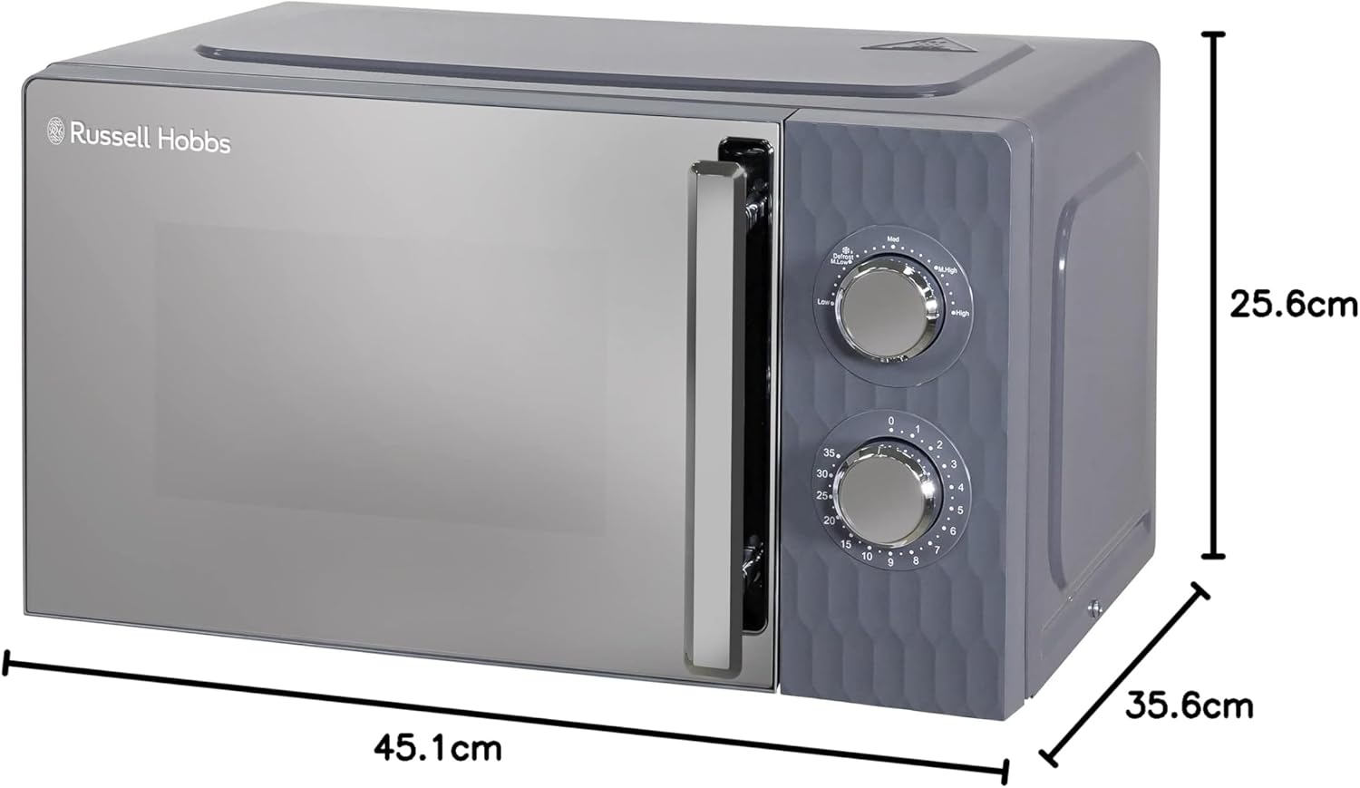 Russell Hobbs Honeycomb RHMM715G 17 Liter 700 W Grau Solo manuelle Mikrowelle mit 5 Leistungsstufen, integrierter Timer und Auftaufunktion