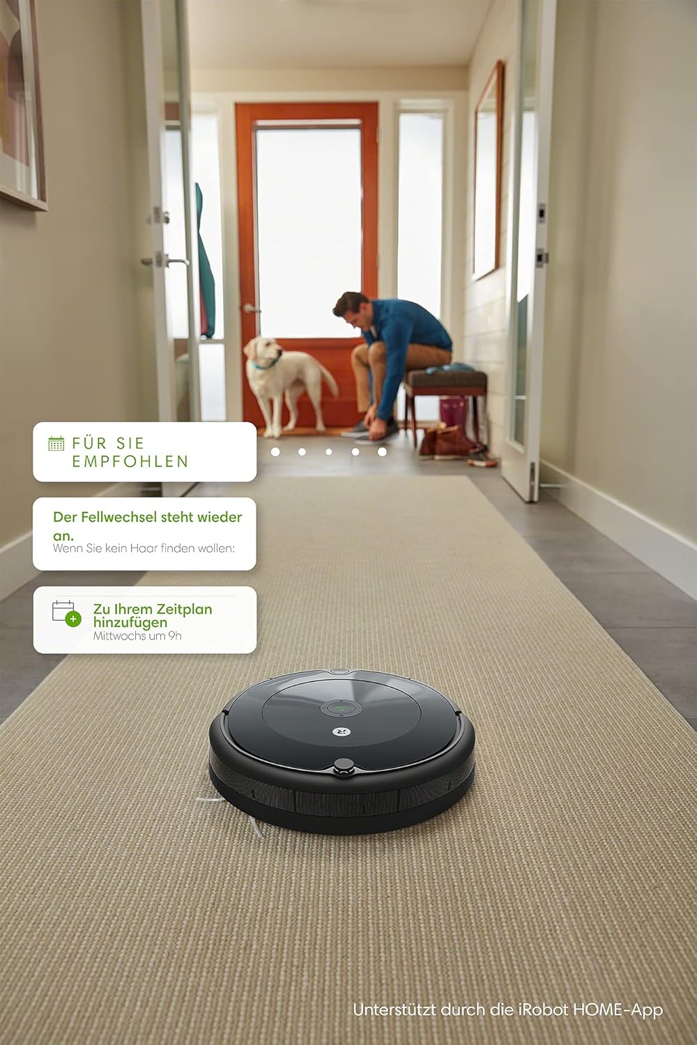 iRobot Roomba Combo Essential Saug- und Wischroboter (Y0112), leistungsstarkes Saugen und Wischen, 4-Stufen-Reinigungssystem, 3 Saugstufen, Spot-Cleaning, steuerbar über App, Tasten oder Sprache, Wei