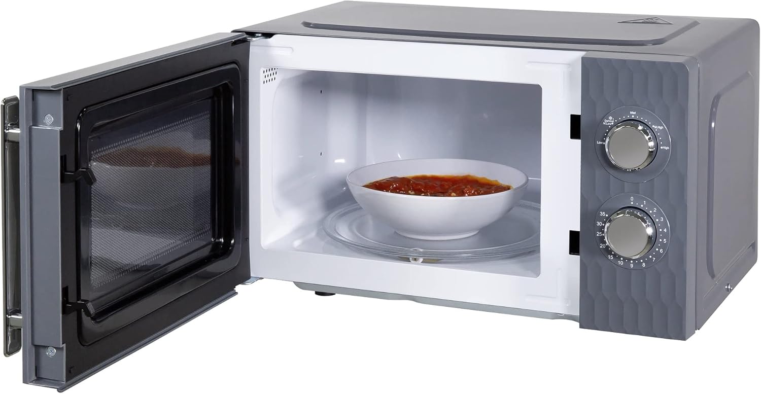 Russell Hobbs Honeycomb RHMM715G 17 Liter 700 W Grau Solo manuelle Mikrowelle mit 5 Leistungsstufen, integrierter Timer und Auftaufunktion