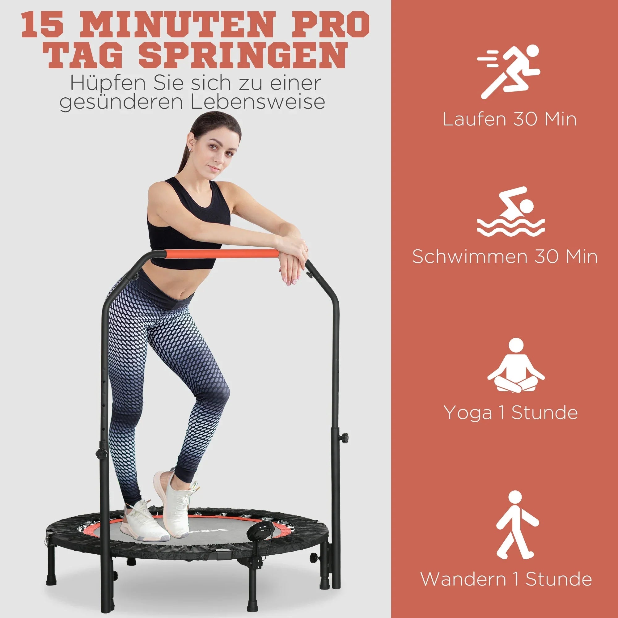 SPORTNOW Minitrampolin höhenverstellbar klappbar LCD-Monitor