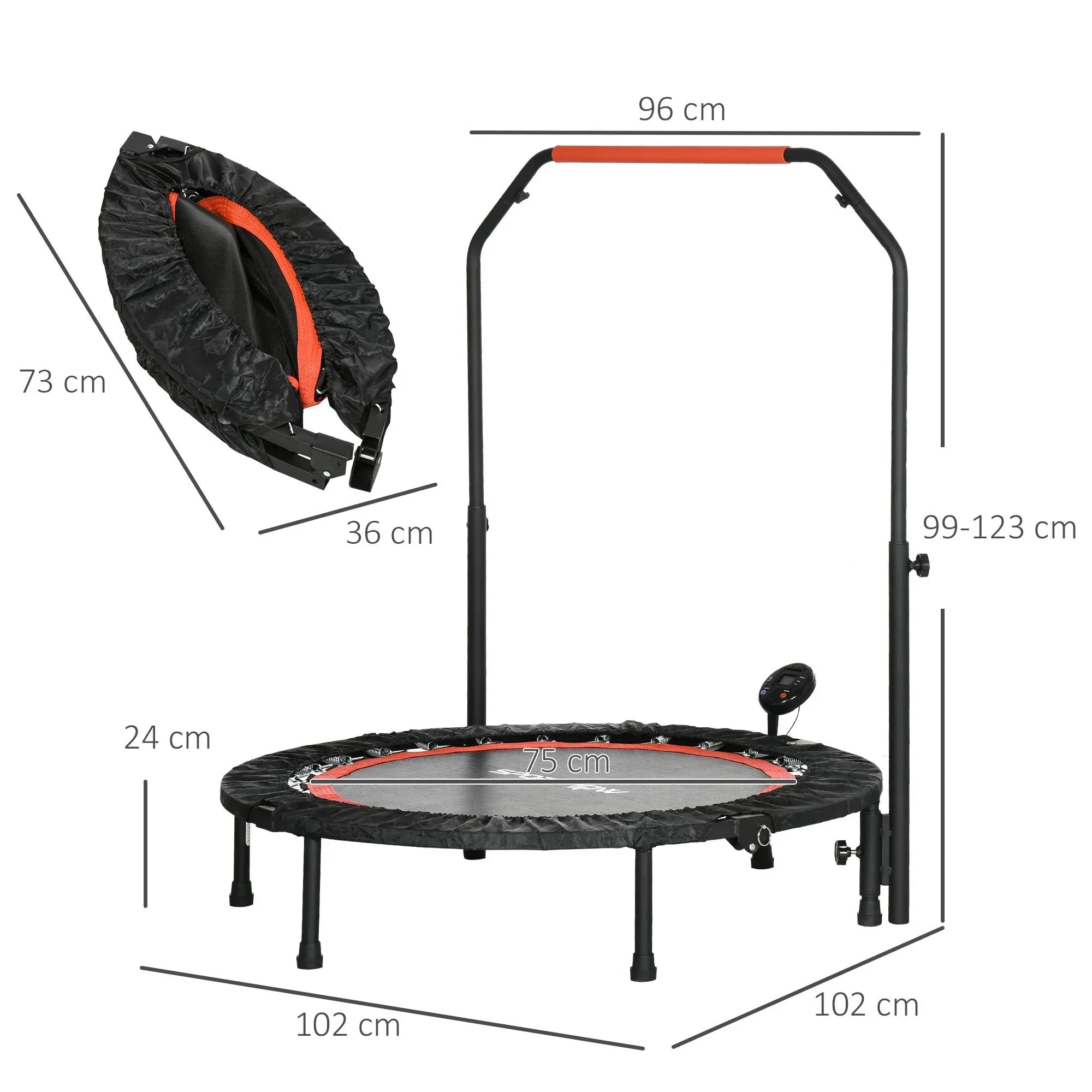 SPORTNOW Minitrampolin höhenverstellbar klappbar LCD-Monitor