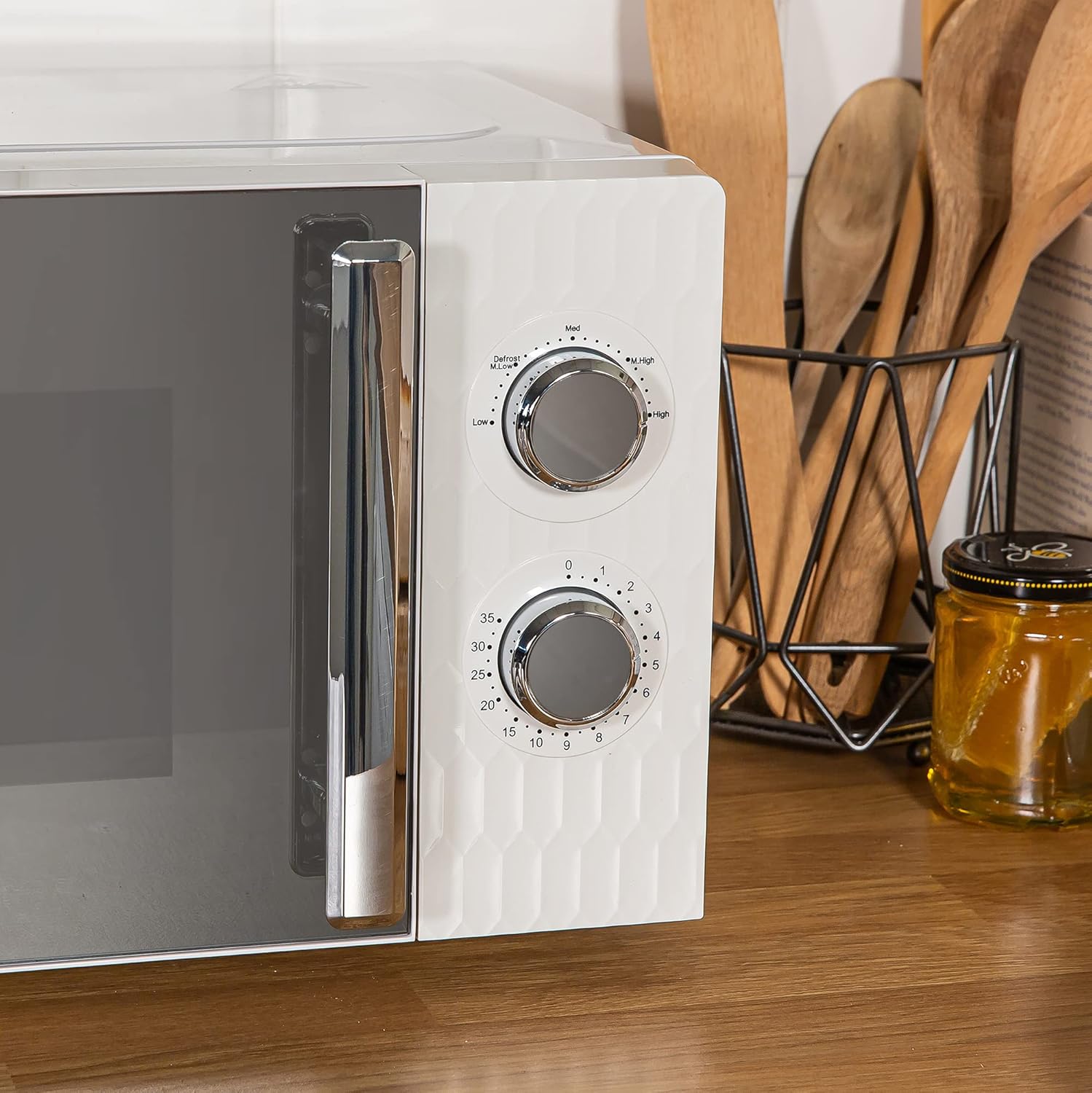 Russell Hobbs Honeycomb RHMM715G 17 Liter 700 W Grau Solo manuelle Mikrowelle mit 5 Leistungsstufen, integrierter Timer und Auftaufunktion