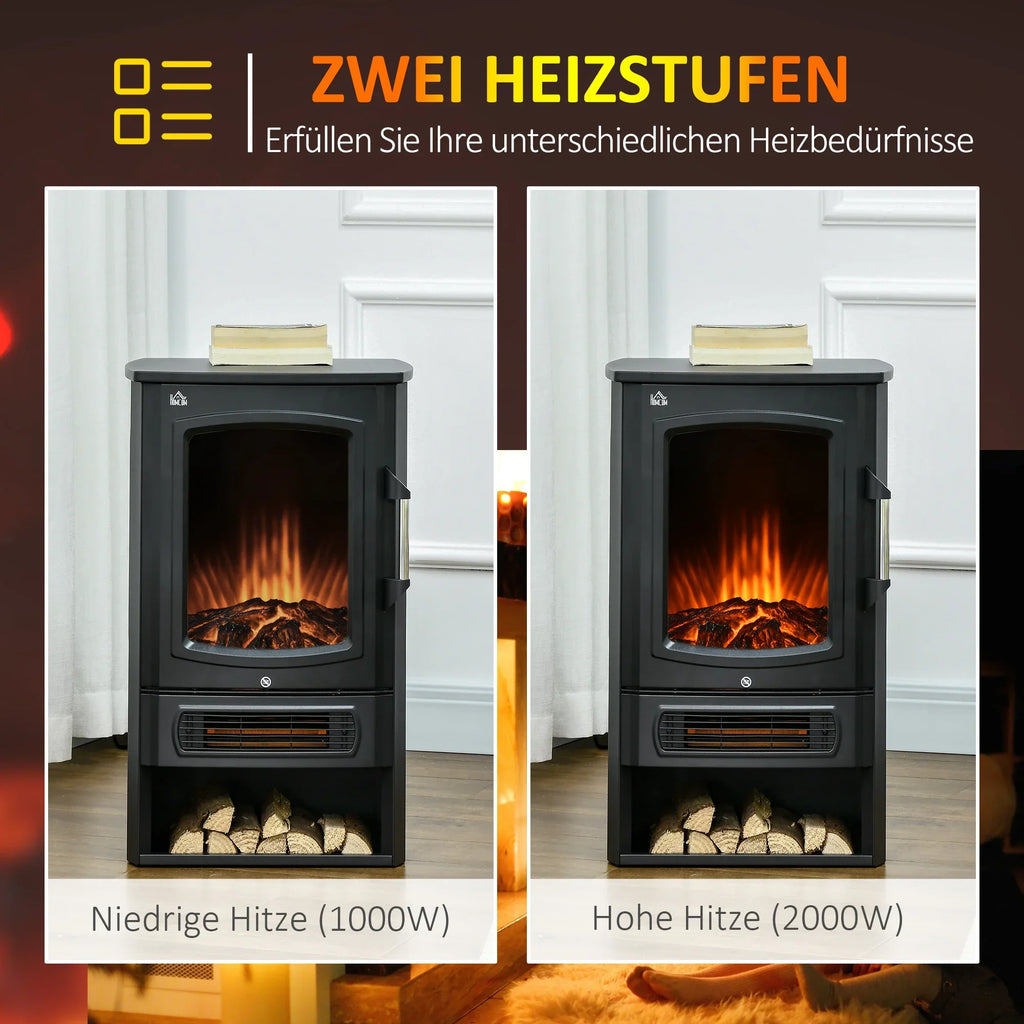 HOMCOM Elektrokamin LED-Flammeneffekt 2 Heizstufen Überhitzungsschutz