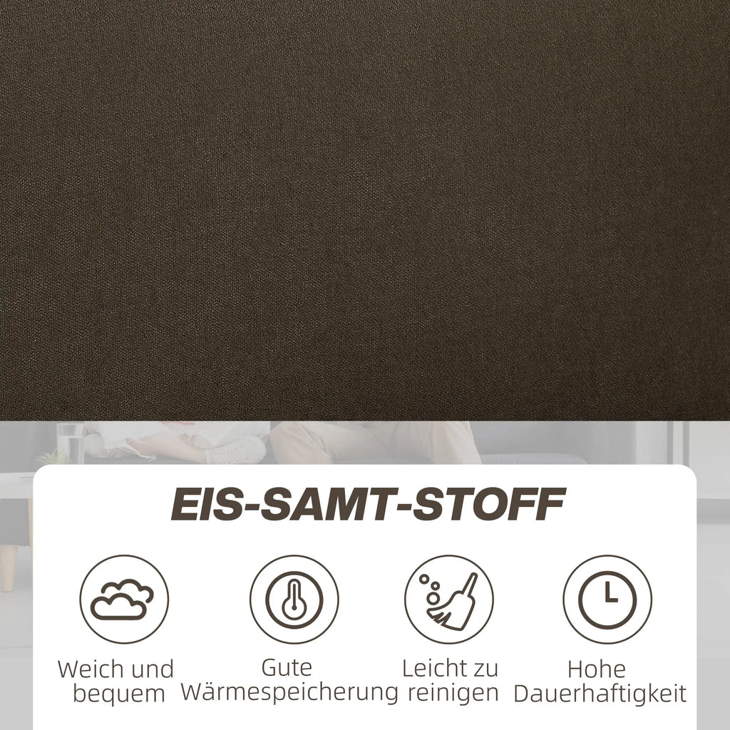 HOMCOM 2-Sitzer Sofa mit Stauraum & Samtoptik, Braun