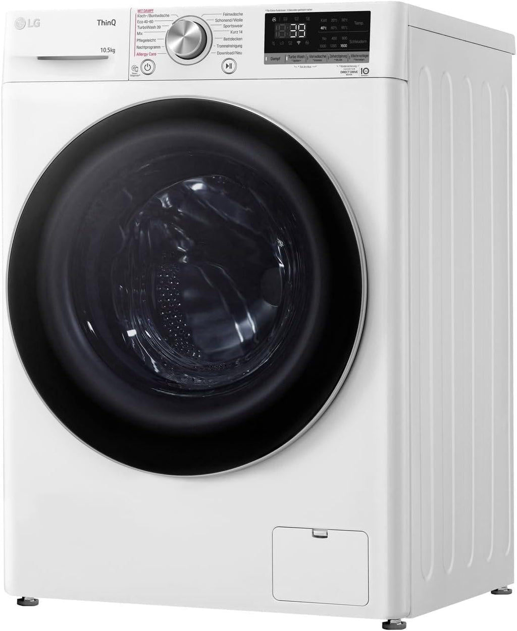 LG F4WV7080, Klasse A, Frontlader-Waschmaschine 8 kg, 1400 U/Min, AI Direct Drive, Wi-Fi, Tiefenreinigung mit Dampf, Groe Kapazitt, TRIPLE A, Außentür aus Sicherheitsglas, 62 x 60 x 85 cm Wei