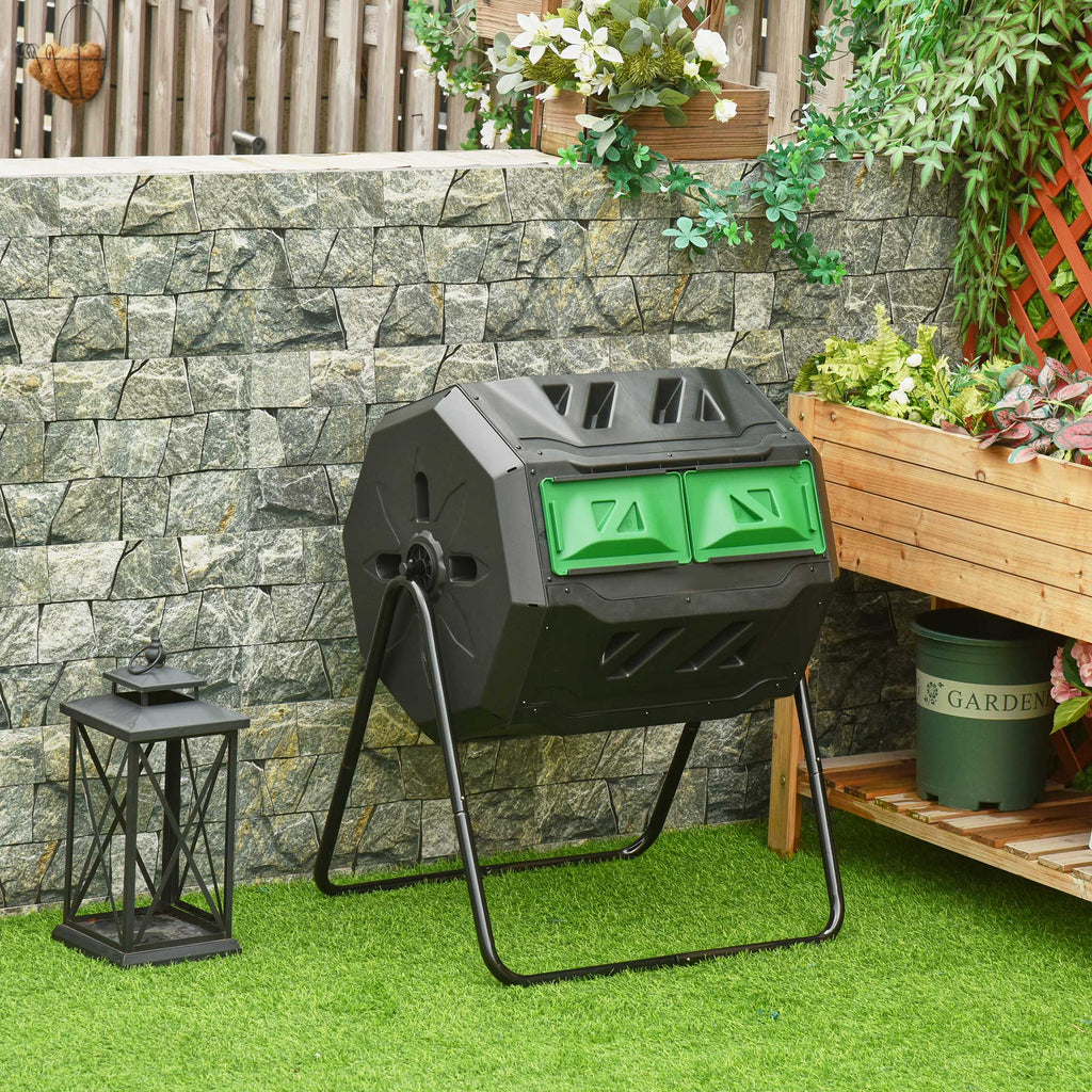Outsunny Komposter Trommel 2 Kammern 360° drehbar