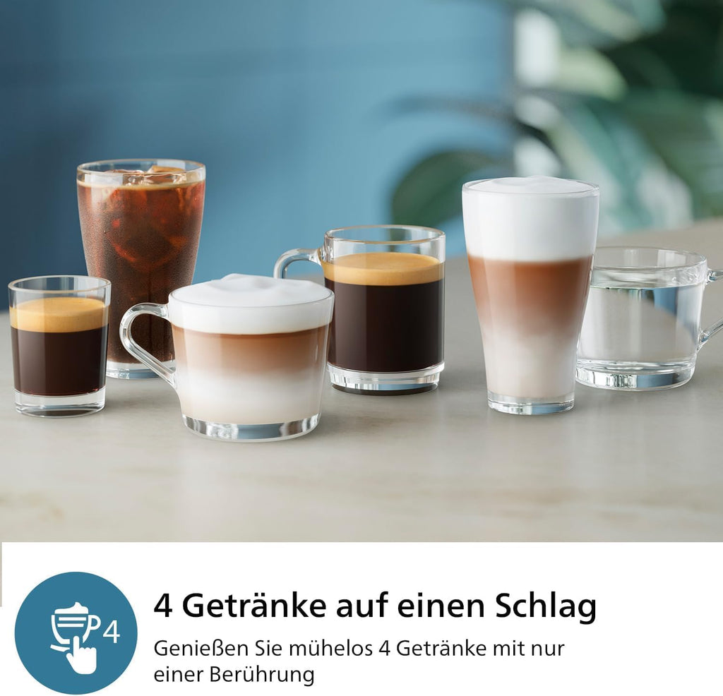 Philips Serie 2200 Kaffeevollautomat – Klassischer Milchaufschumer, Intuitives Touchdisplay, mattes Schwarz (EP2220/10)
