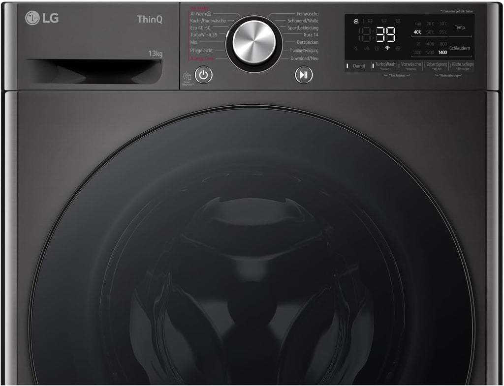 LG F4WV7080, Klasse A, Frontlader-Waschmaschine 8 kg, 1400 U/Min, AI Direct Drive, Wi-Fi, Tiefenreinigung mit Dampf, Groe Kapazitt, TRIPLE A, Außentür aus Sicherheitsglas, 62 x 60 x 85 cm Wei