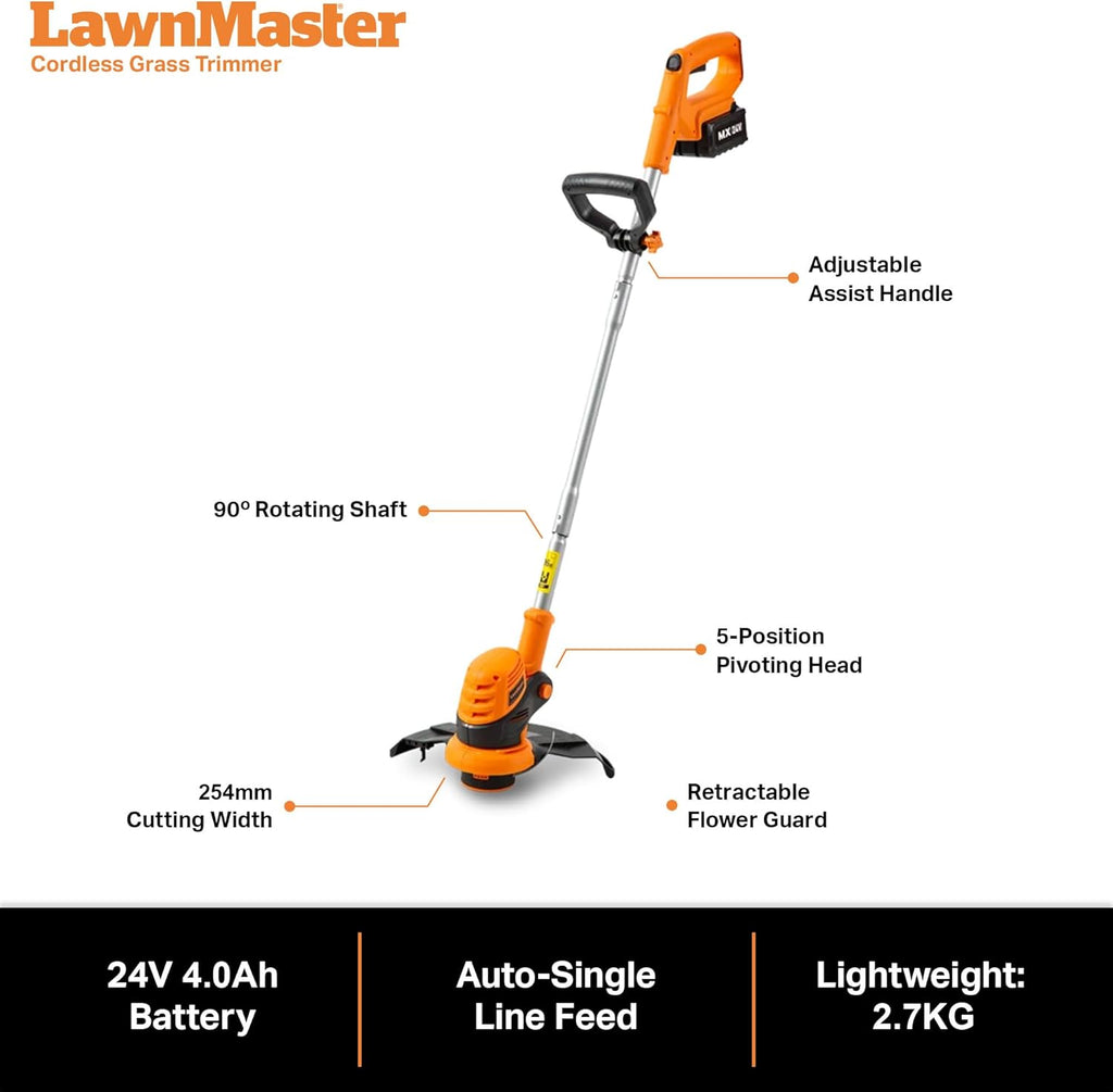 LawnMaster VBRM16 OcuMow™ Mähroboter für geeignet für bis zu 100 qm-Selbstfahrender Rasenmäher Roboter mit MX 24V 4.0Ah Lithium-Ionen Akku Ohne Kabel