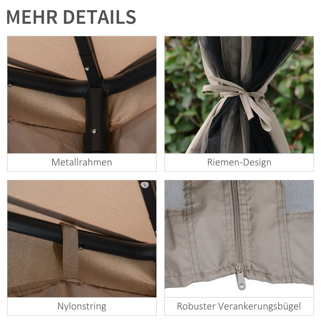 Outsunny Gartenpavillon mit Moskitonetz Doppeldach UV-Schutz