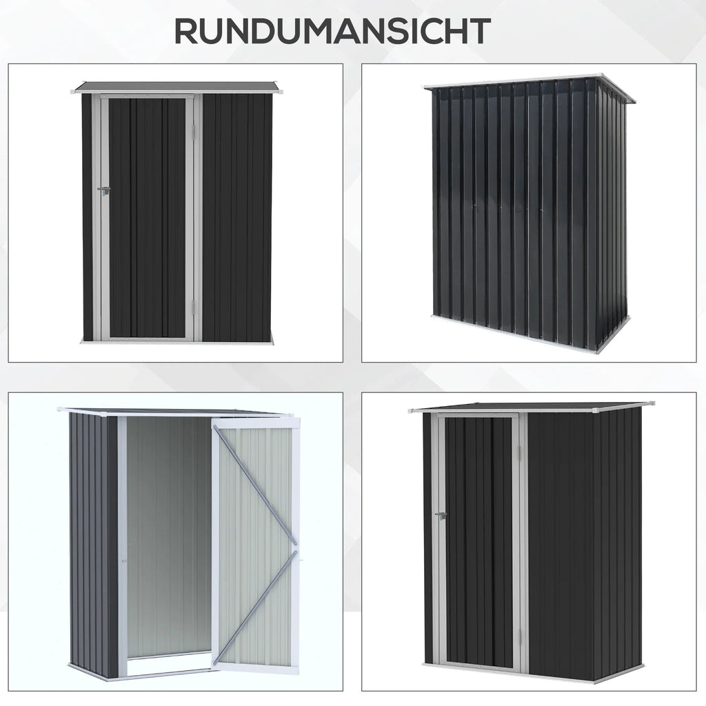 Outsunny Gerätehaus 142×84×189 cm Stahl Dunkelgrau