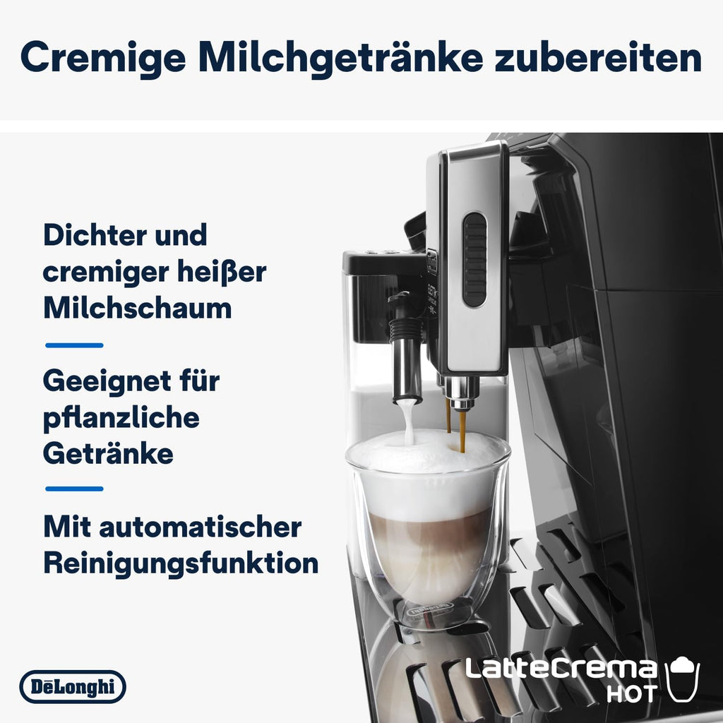 De'Longhi Eletta Evo ECAM 46.860.B Kaffeevollautomat mit LatteCrema Milchsystem, Cappuccino und Espresso auf Knopfdruck, LCD Display und Sensor-Touch-Tasten, schwarz