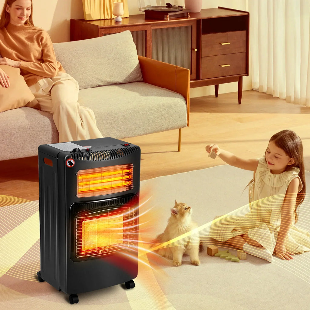 Sonnewelt Gasheizung 4200w und 1260w Gas-Elektro-Heizgert mit Gasdruckregler, Gasschlauch, Gasflaschen Adapter